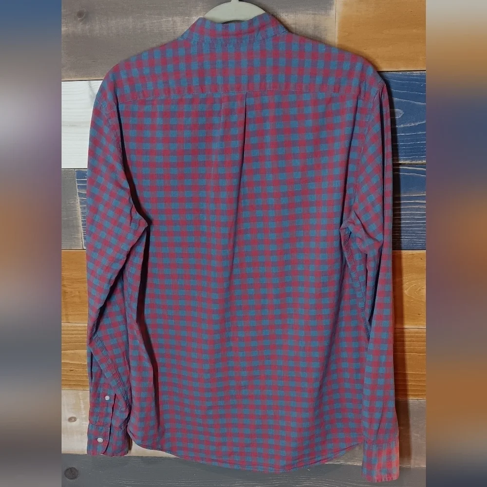 J.Crew Organic Cotton Slim Button Down Shirt M Red Blue